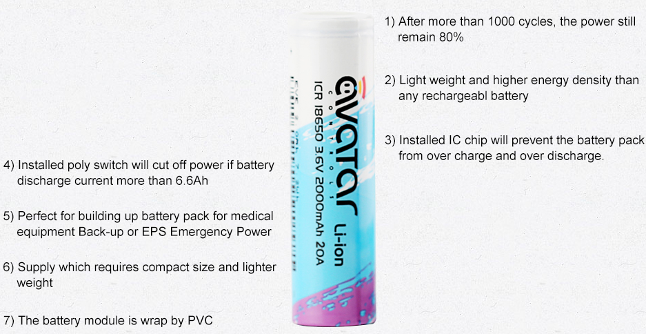 Avatar ICR 18650 Battery